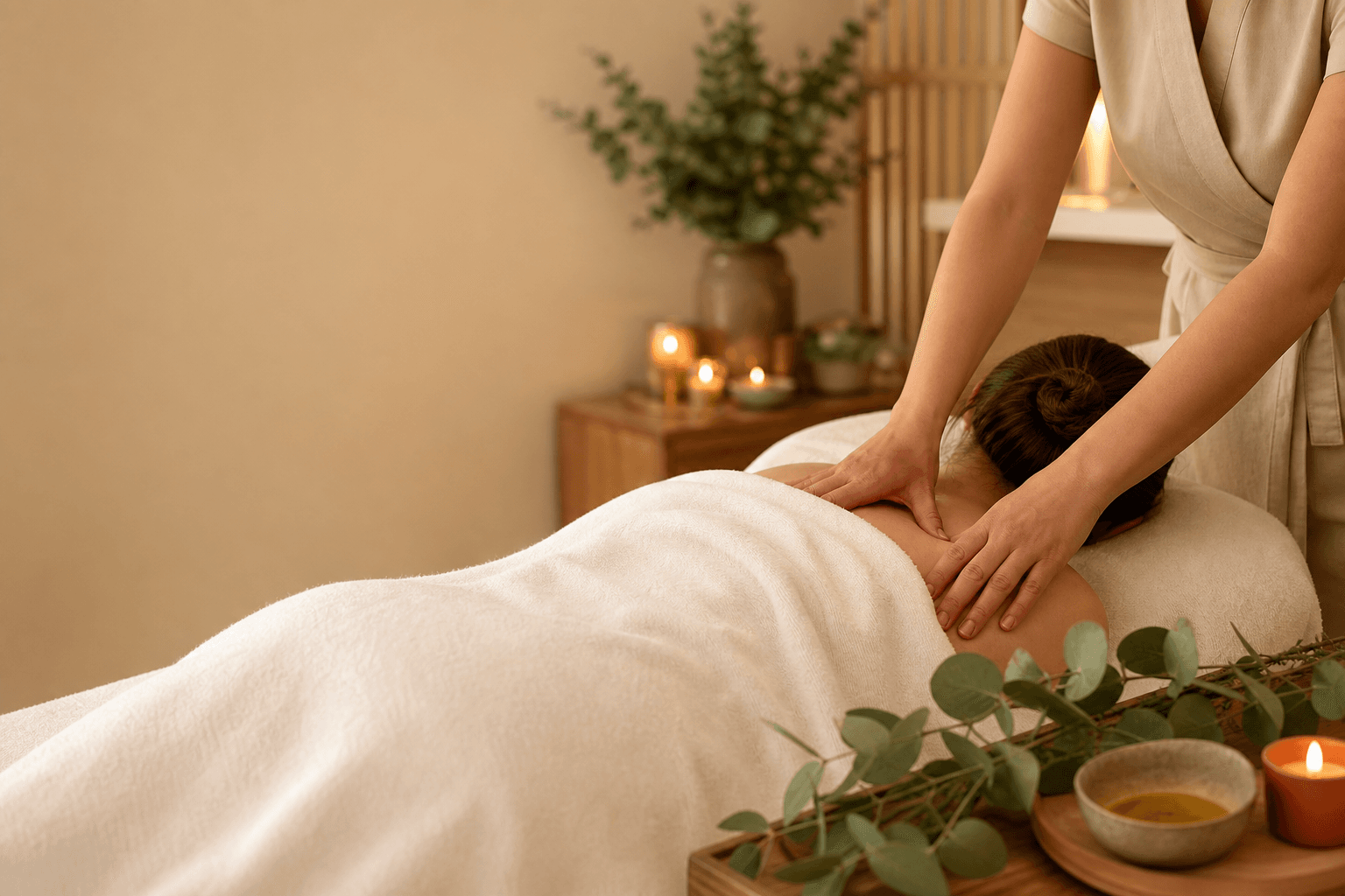 Massage bien-être professionnel à Puget-sur-Argens — femme recevant un massage visage dans un spa